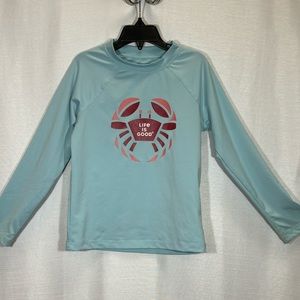 Life Is Good Crab Print Surf and Swim Rash Guard Kids Size 6